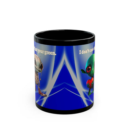 I don't care that your grey - Black Mug (blue-white wave)