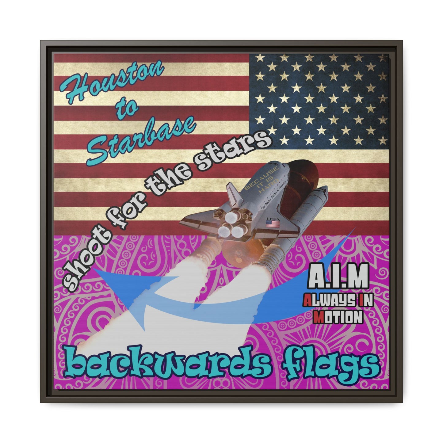 shoot for the stars - framed canvas art (pink swirl)