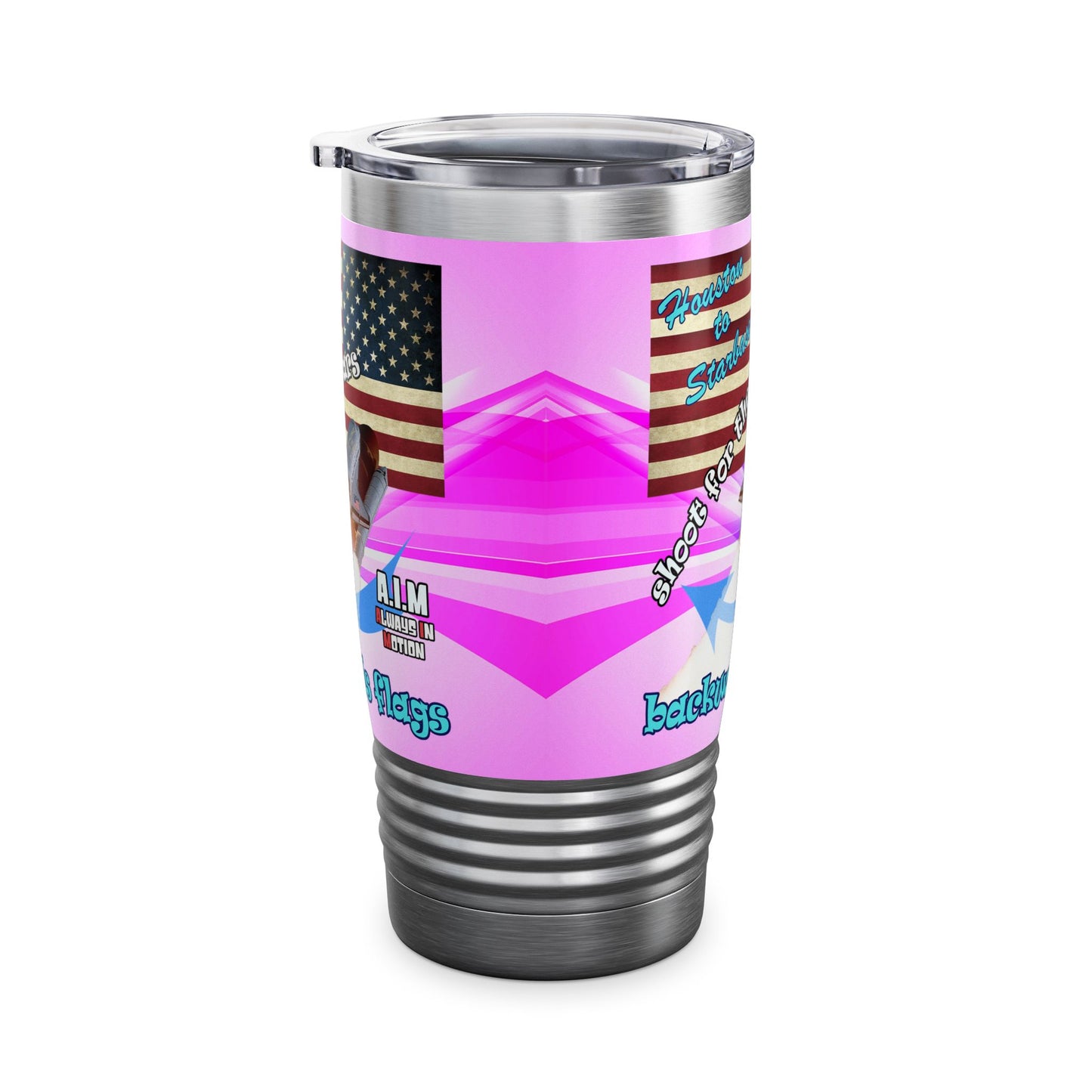 shoot for the stars - Ringneck Tumbler, 20oz (light blue-pink wave)