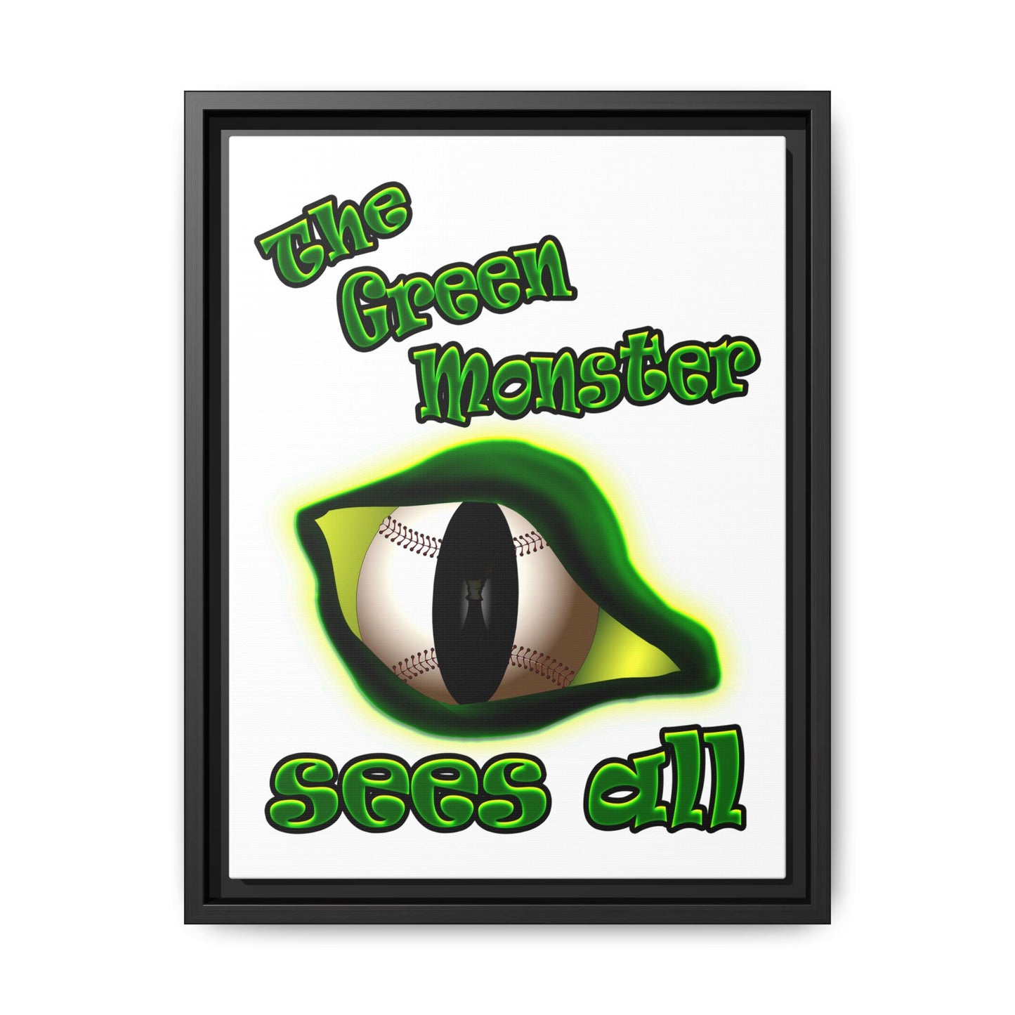 green monster - framed canvas art (white)