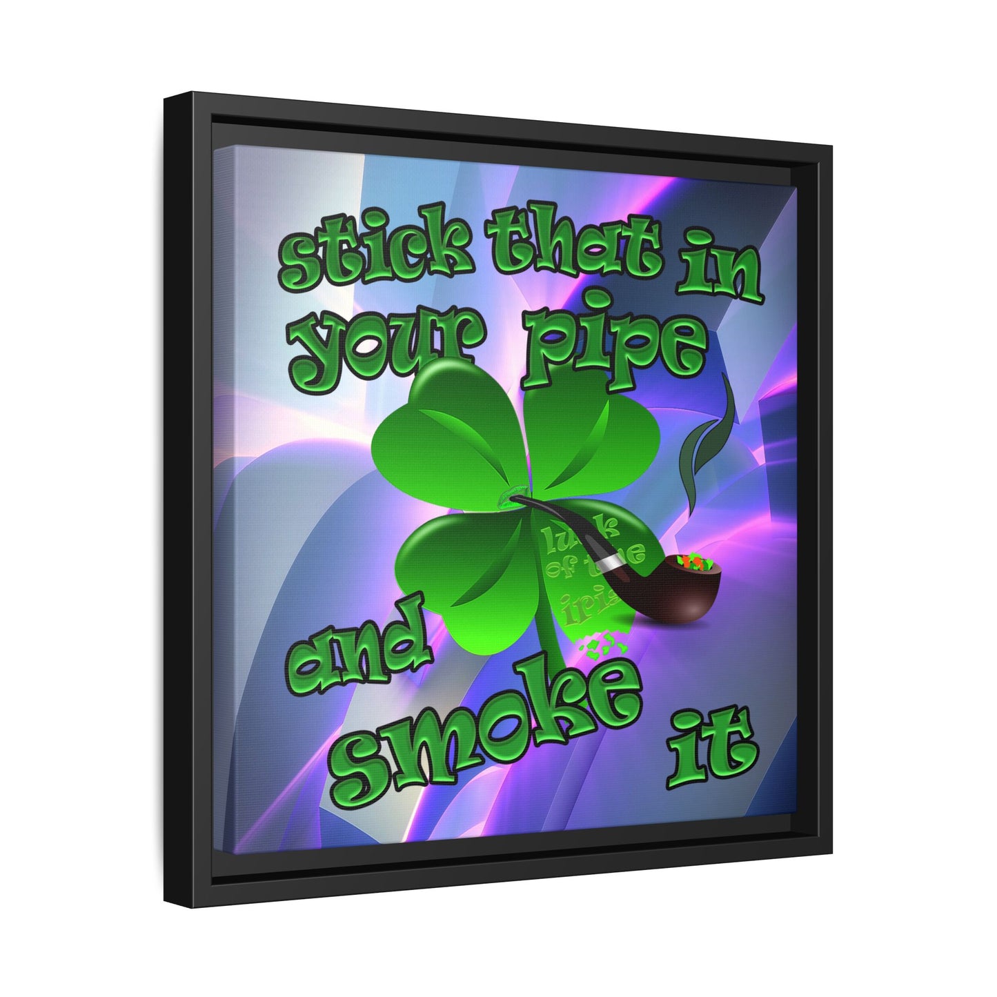 stick that in your pipe and smoke it - framed canvas art (grey-pink wave)