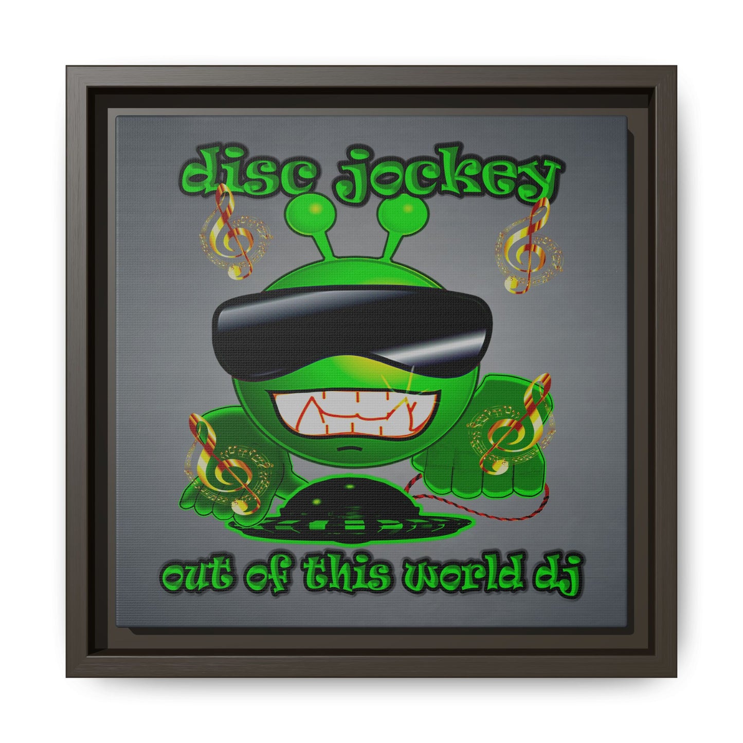 disc jockey - framed canvas art (grey-light grey)
