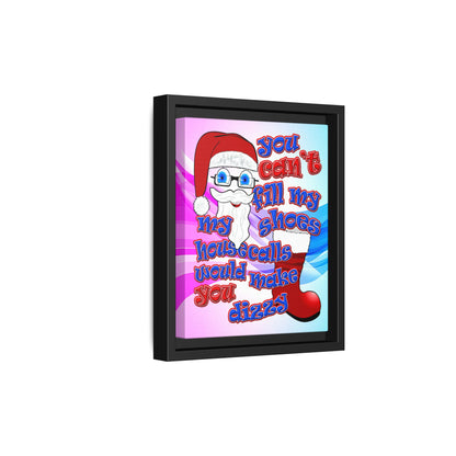 santa's shoes - framed canvas art (light blue-pink wave)