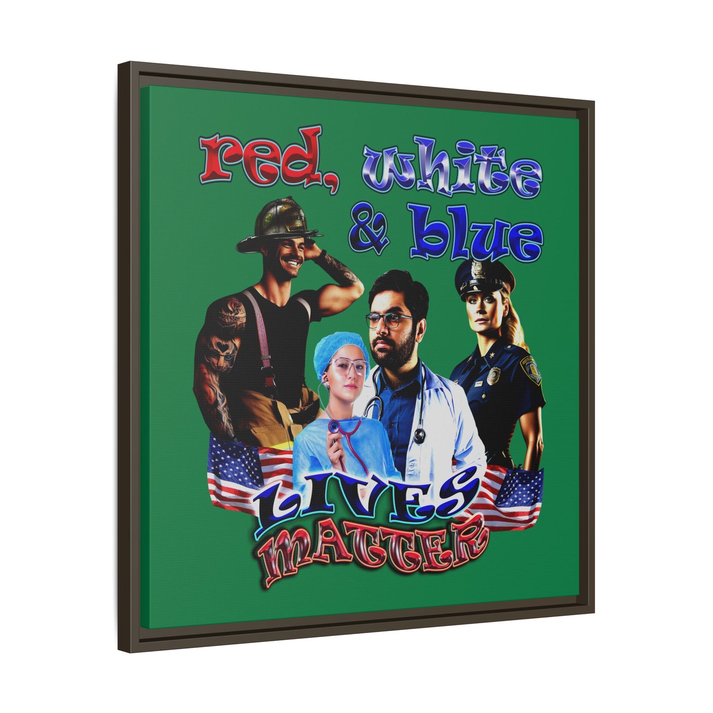 rw&b lives matter - framed canvas art (dark green)