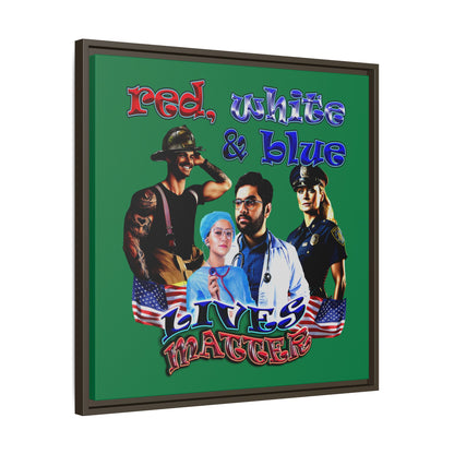 rw&b lives matter - framed canvas art (dark green)
