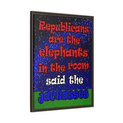 donkeys and elephants - framed canvas art ('snoops' background)