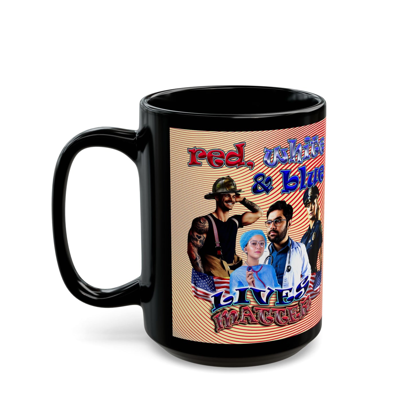 rw&b lives matter - Black Mug (yellow-orange wave)