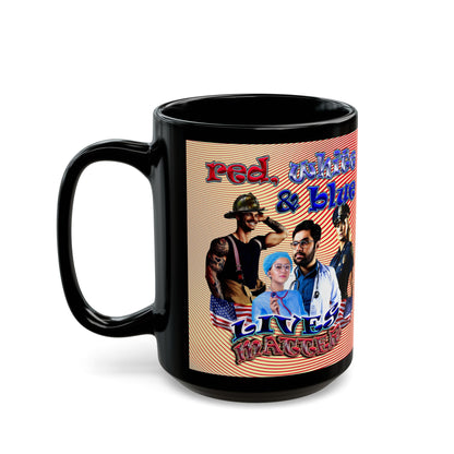 rw&b lives matter - Black Mug (yellow-orange wave)