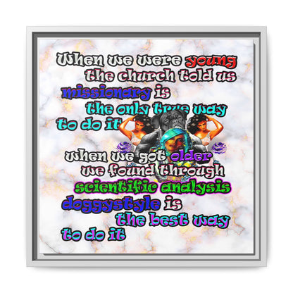 doggystyle - framed canvas art (white marble)