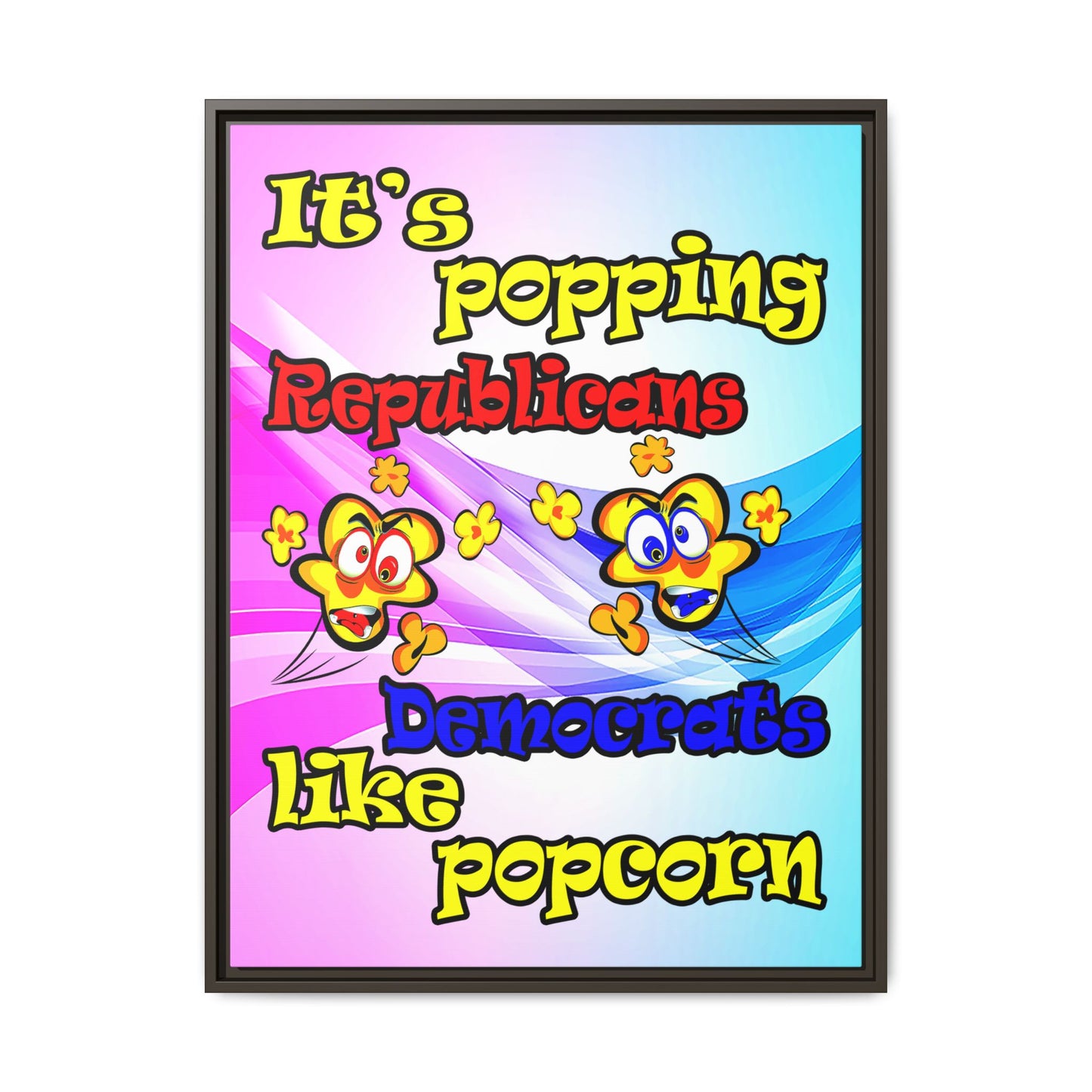 popping like popcorn - framed canvas art (light blue-pink wave)