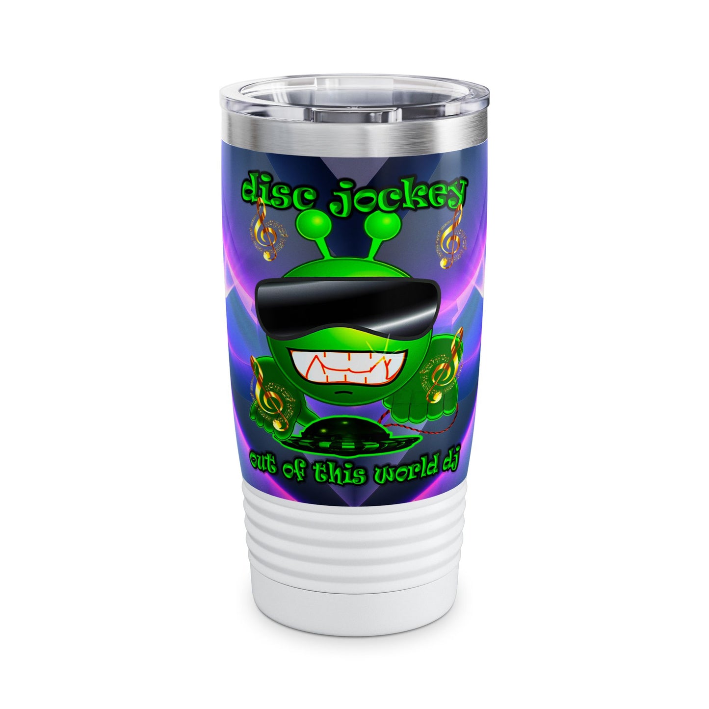 disc jockey - Ringneck Tumbler, 20oz (grey-pink wave)