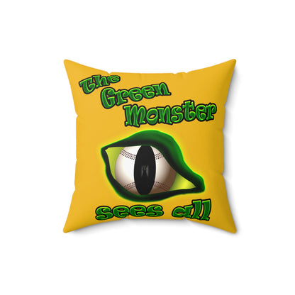 green monster - Spun Polyester Square Pillow - (yellow)