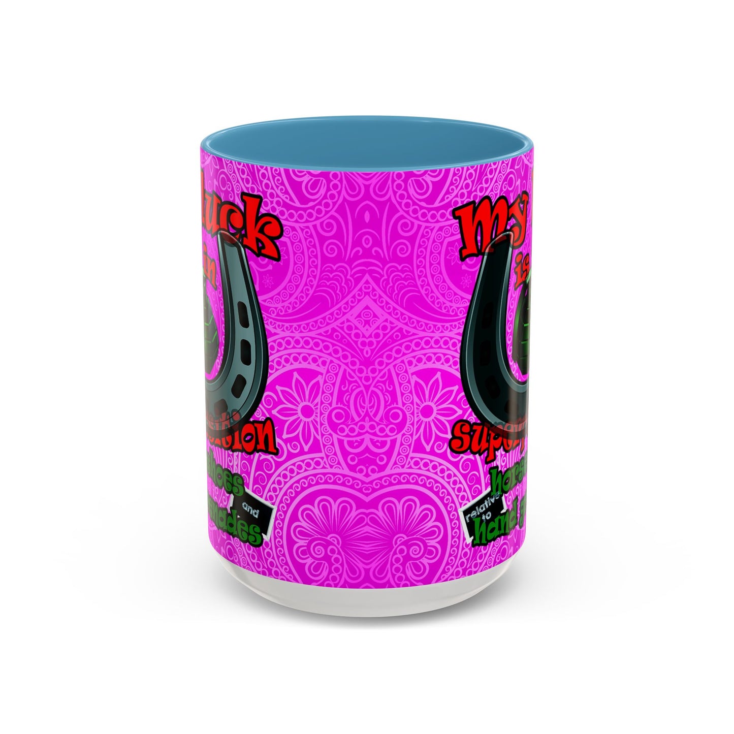 my luck - Accent Mug (pink swirl)