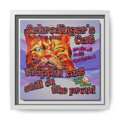 schrodinger's cat - framed canvas art (light blue-pink wave)