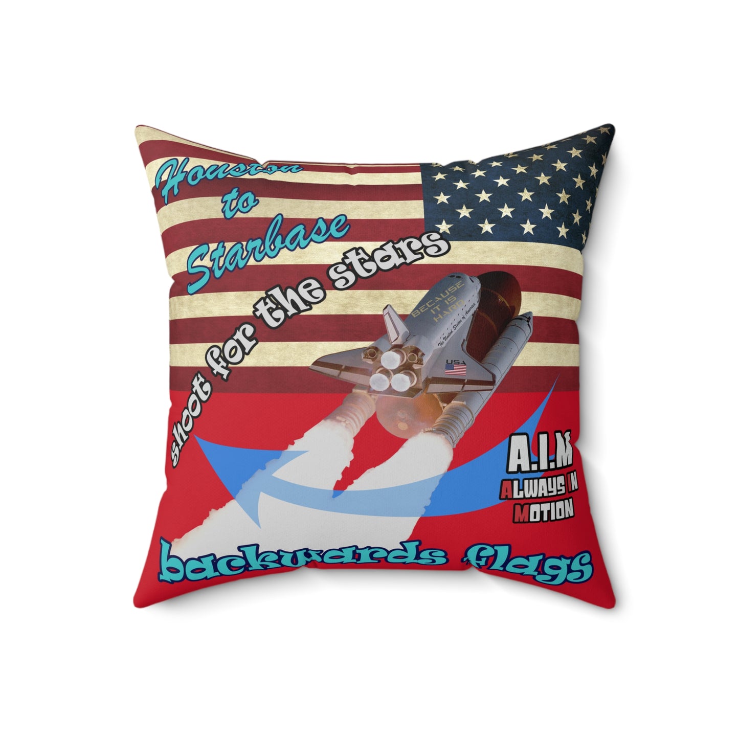 shoot for the stars - Spun Polyester Square Pillow - (dark red)