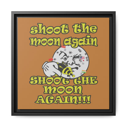 shoot the moon again - framed canvas art (light brown)