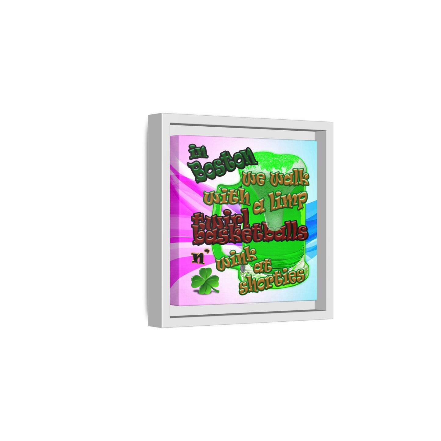 celtics logo - framed canvas art (light blue-pink wave)