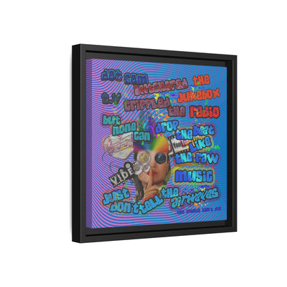 drop the beat - framed canvas art (light blue-purple wave)