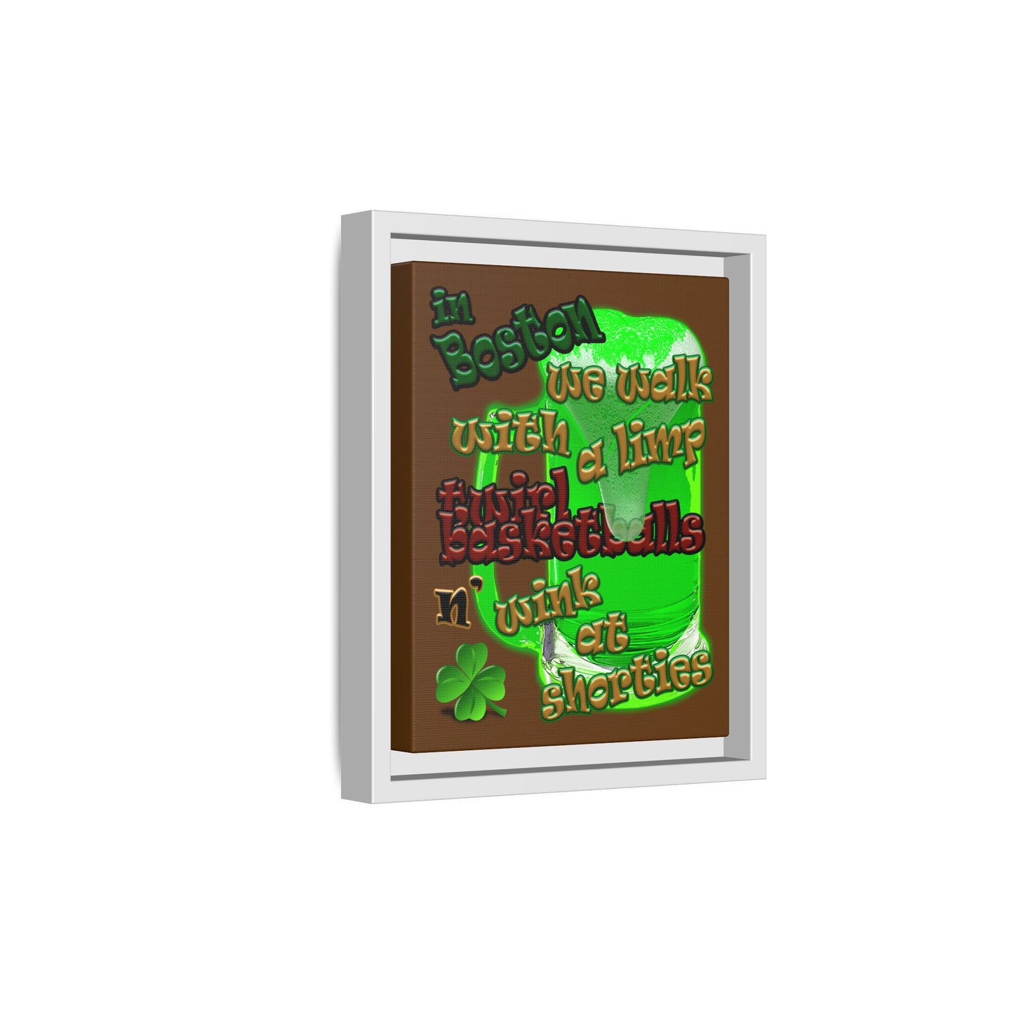 celtics logo - framed canvas art (brown)
