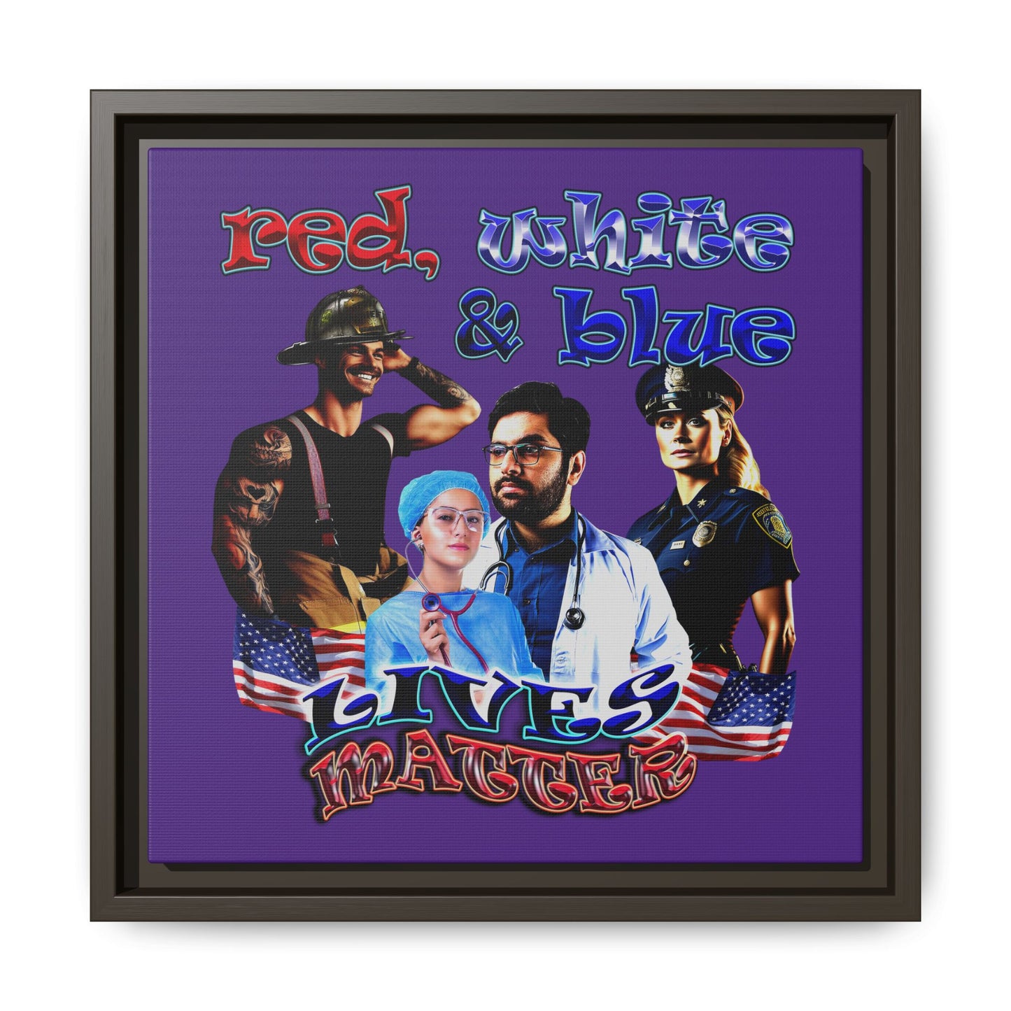rw&b lives matter - framed canvas art (purple)