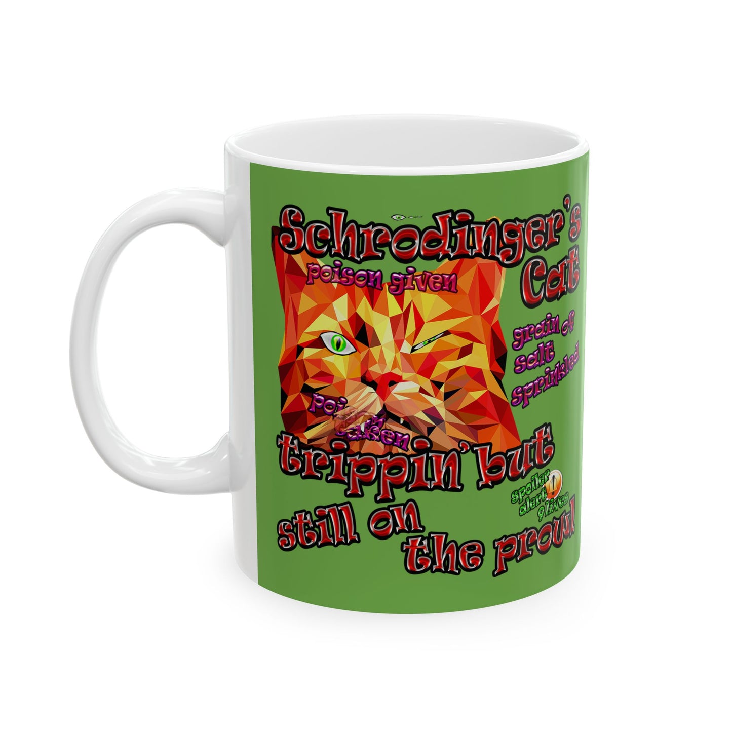 schrodinger's cat - White Mug (green)