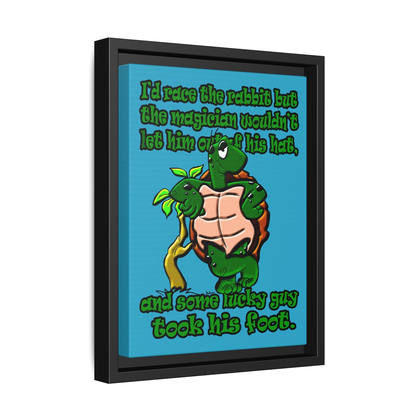 turtle race - framed canvas art (turquoise)