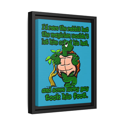 turtle race - framed canvas art (turquoise)