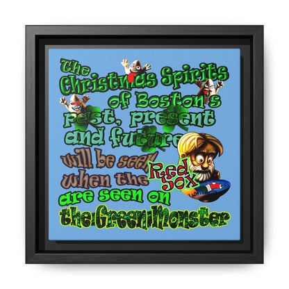 christmas spirits of boston - framed canvas art (light blue)