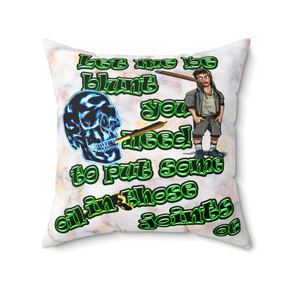 og - Faux Suede Square Pillow - (white marble)