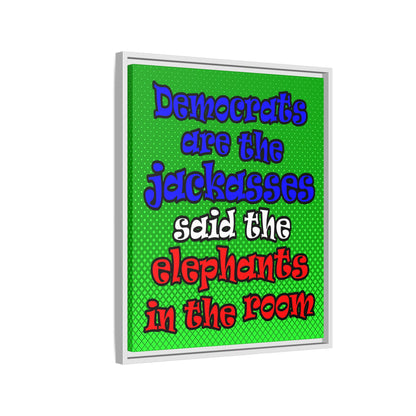 donkeys and elephants - framed canvas art (logo green)