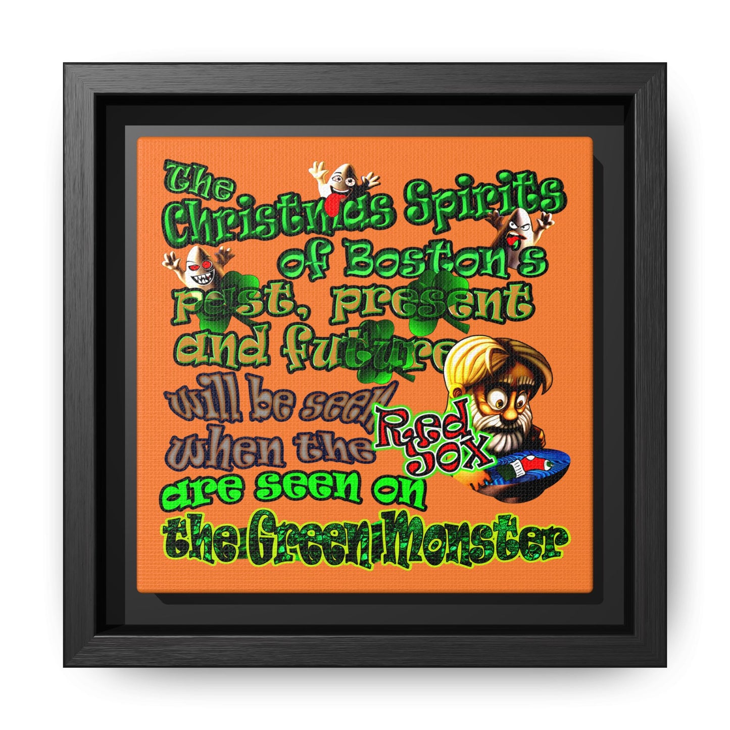 christmas spirits of boston - framed canvas art (crusta)
