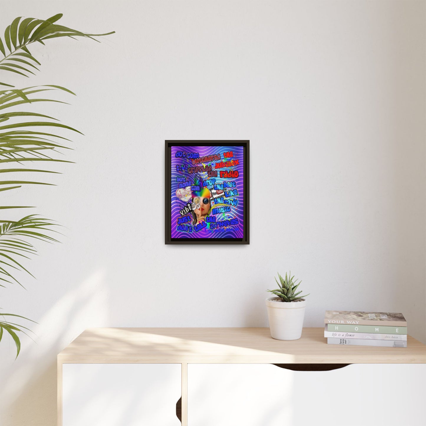 drop the beat - framed canvas art (purple wave)