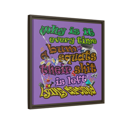 the bum's shit - framed canvas art (light purple)