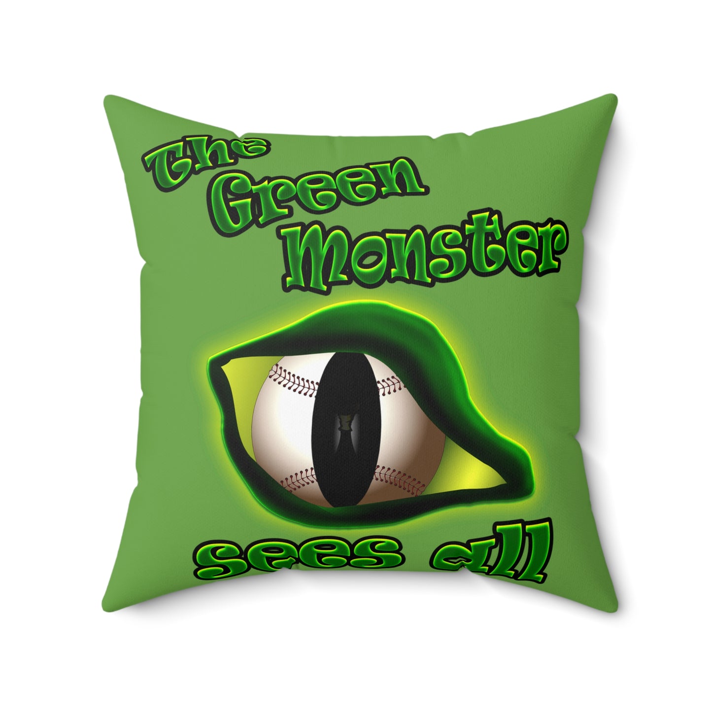green monster - Spun Polyester Square Pillow - (green)
