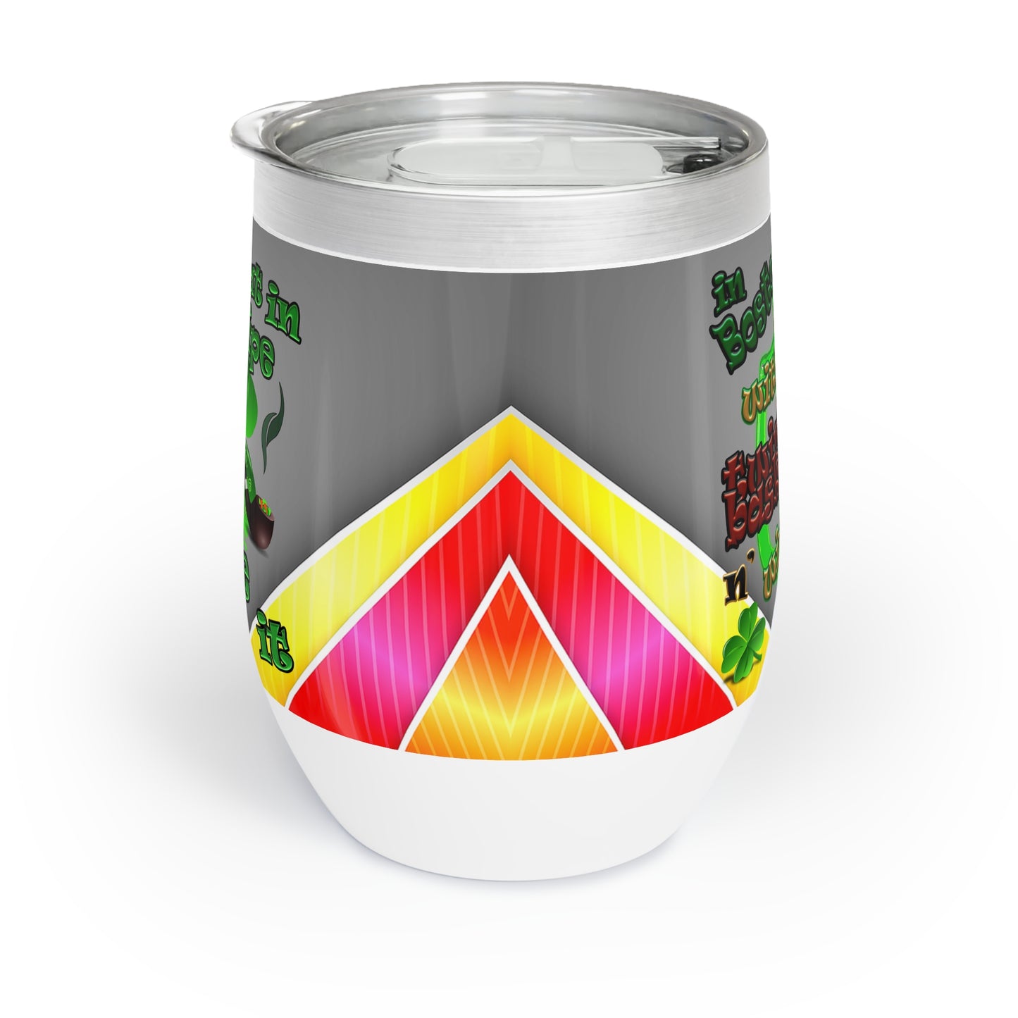 celtics logo - Chill Wine Tumbler (rainbow split)