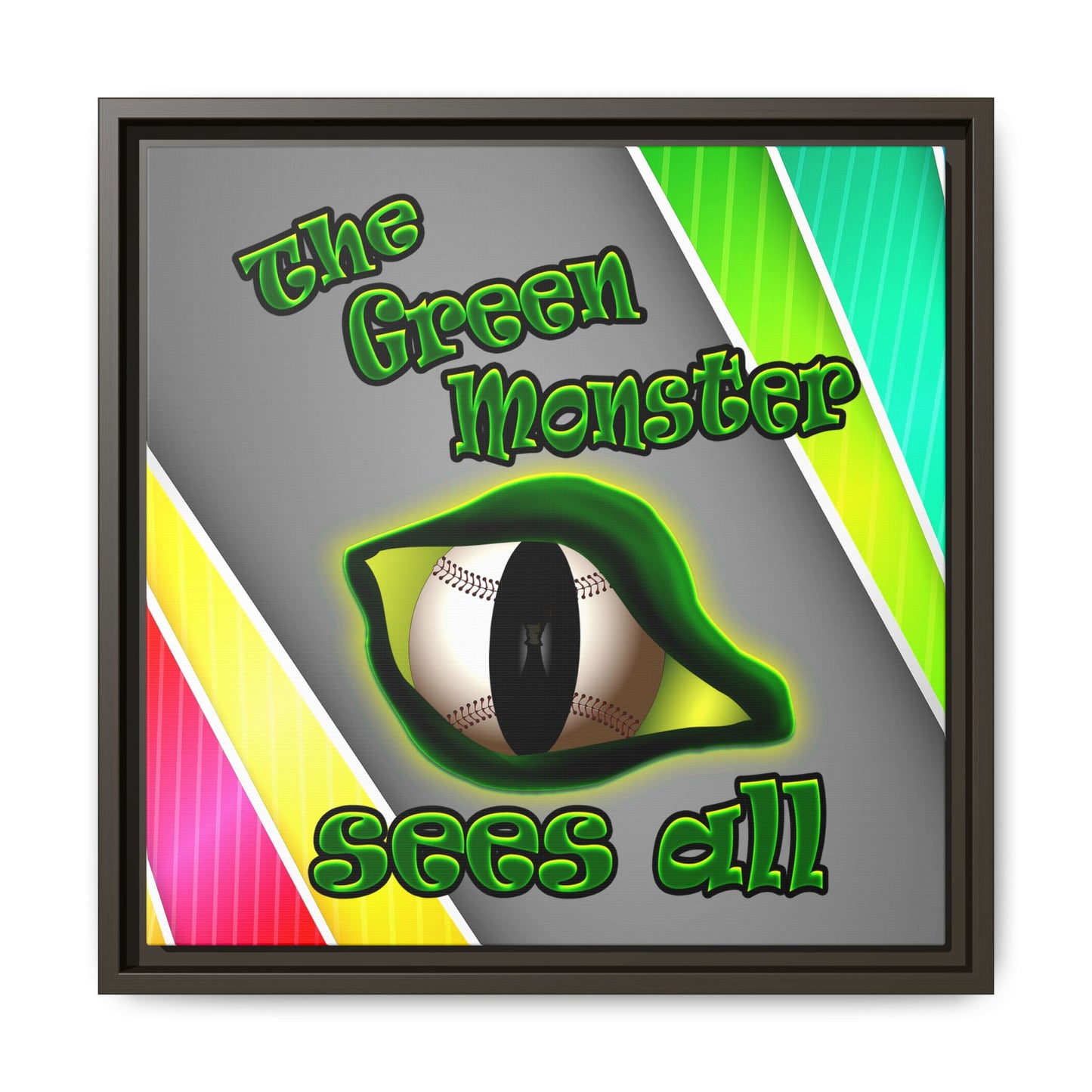 green monster - framed canvas art (rainbow split)