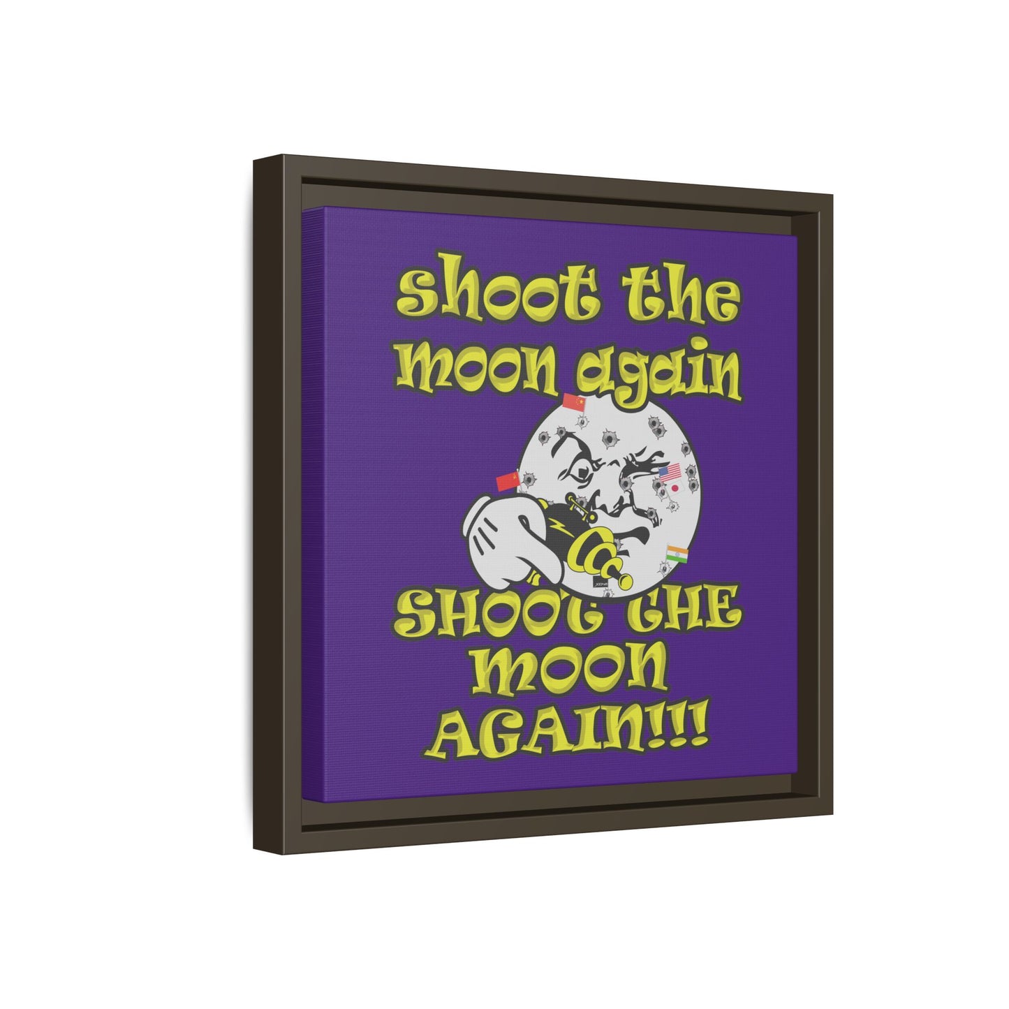 shoot the moon again - framed canvas art (purple)