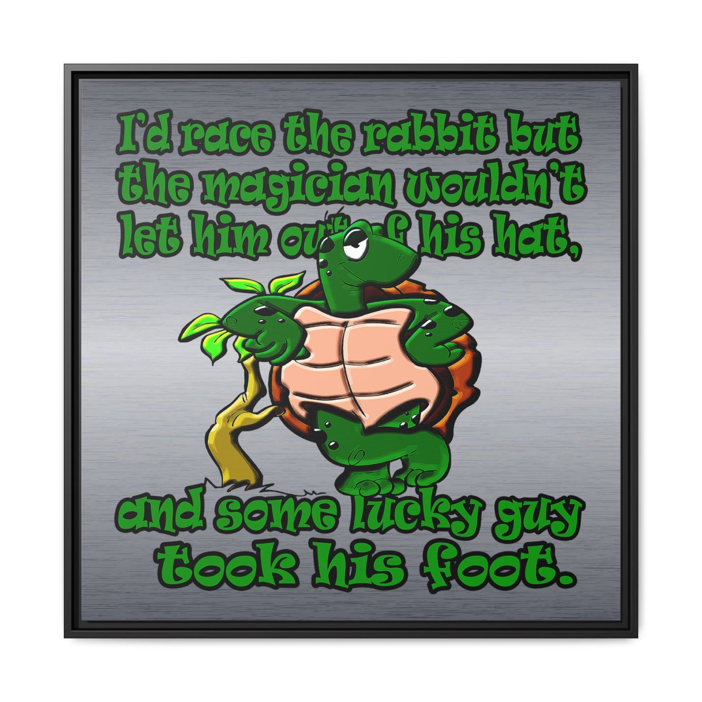 turtle race - framed canvas art (brushed nickel)