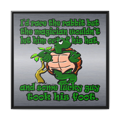 turtle race - framed canvas art (brushed nickel)