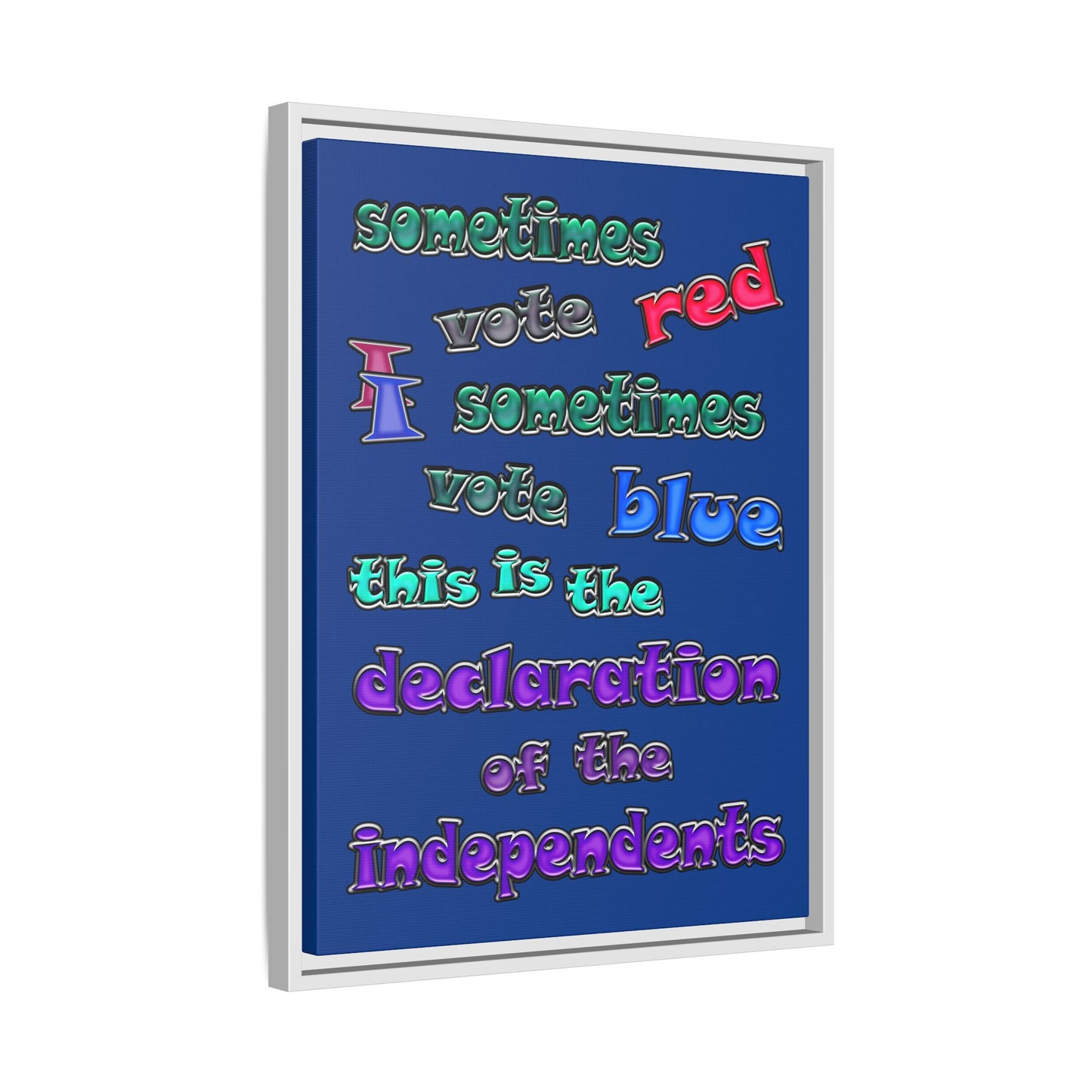 declaration of the independents - framed canvas art (dark blue)