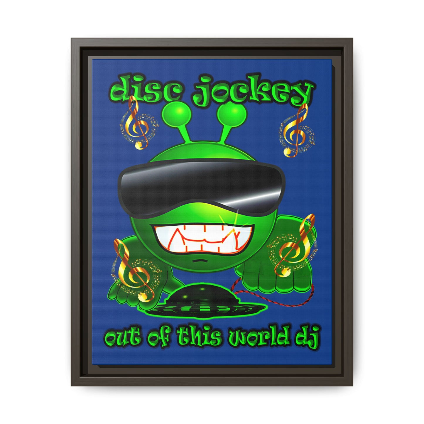 disc jockey - framed canvas art (dark blue)
