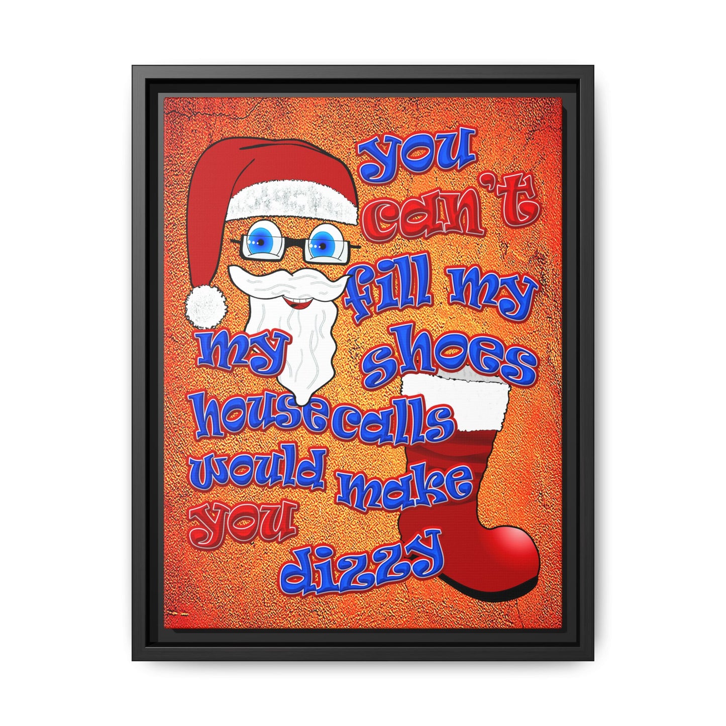 santa's shoes - framed canvas art (burnt orange)