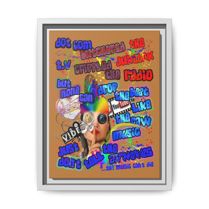 drop the beat - framed canvas art (light brown)