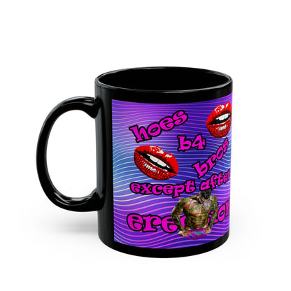 hoes b4 bros - Black Mug (purple wave)