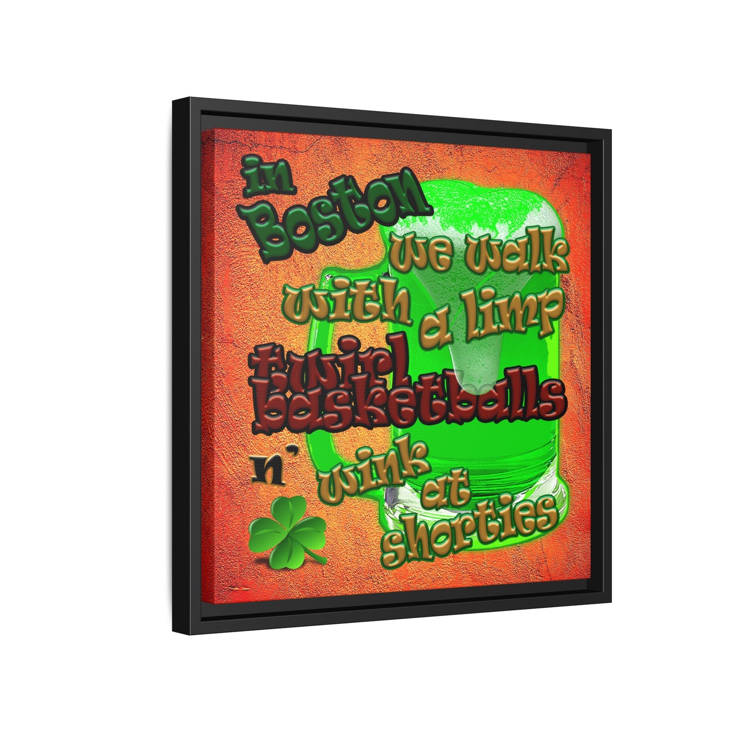 celtics logo - framed canvas art (burnt orange)