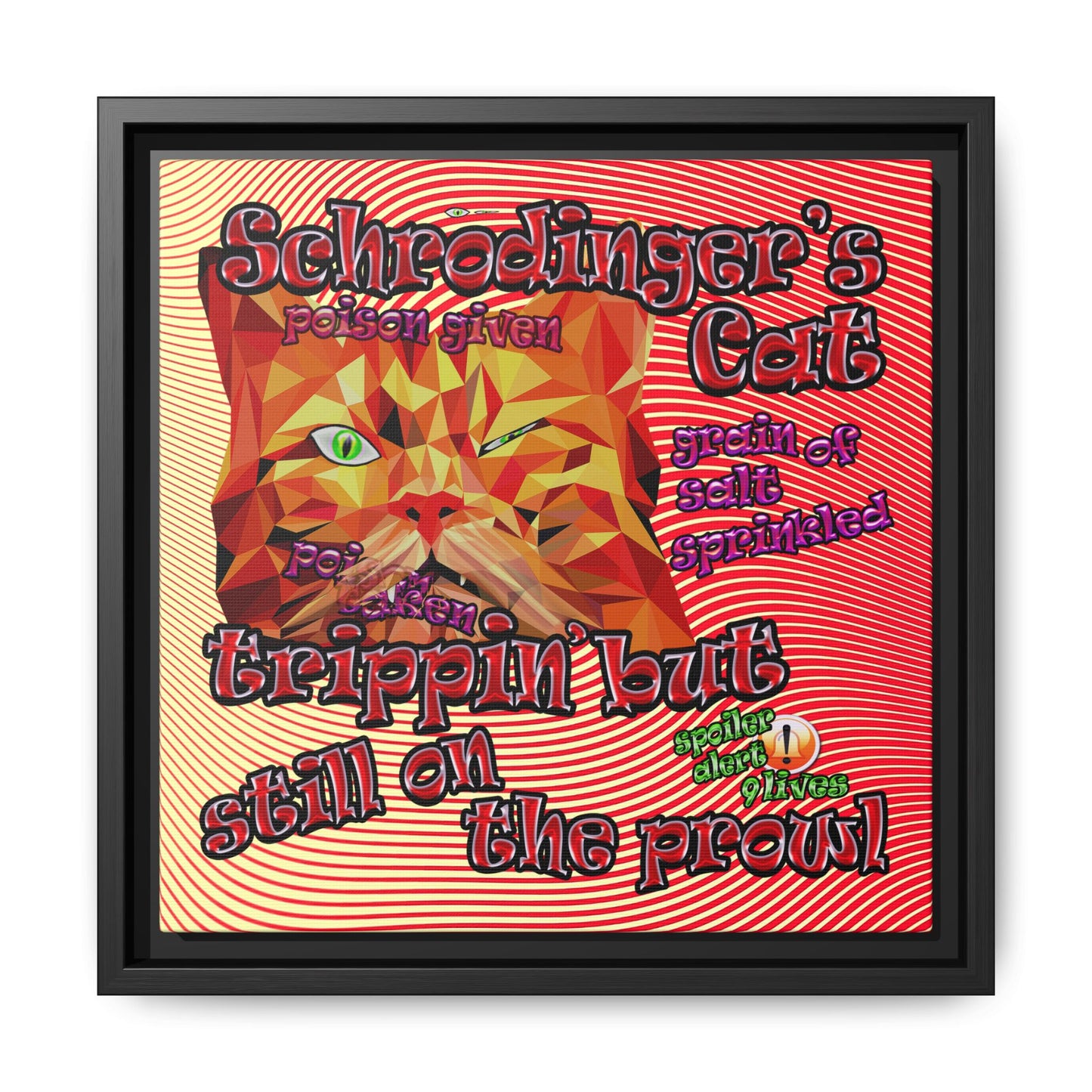 schrodinger's cat - framed canvas art (yellow-orange wave)