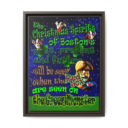 christmas spirits of boston - framed canvas art ('snoops' background)