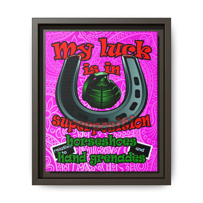my luck - framed canvas art (pink swirl)