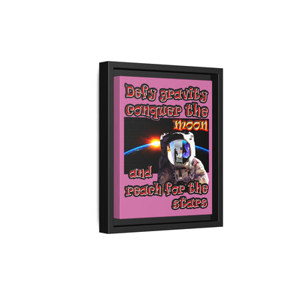 defy conquer reach - framed canvas art (light pink)