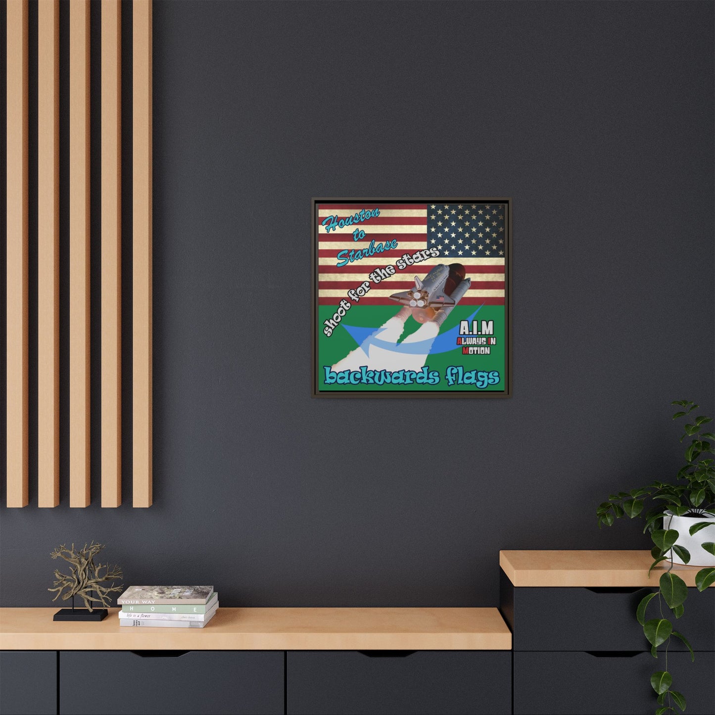 shoot for the stars - framed canvas art (dark green)